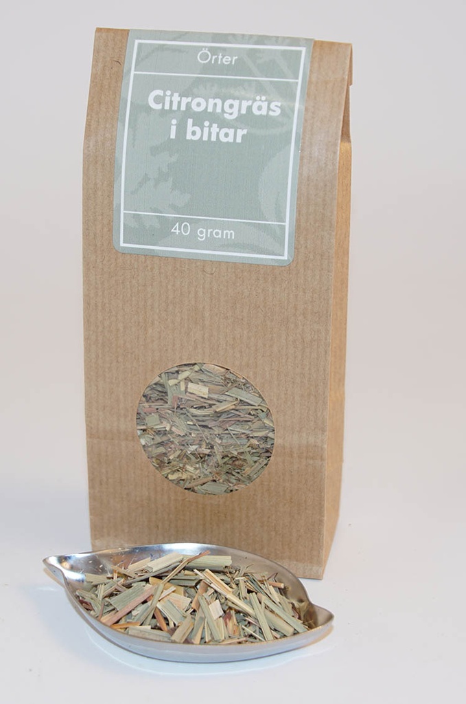 Citrongräs i bitar fp brun påse med fönster 40g