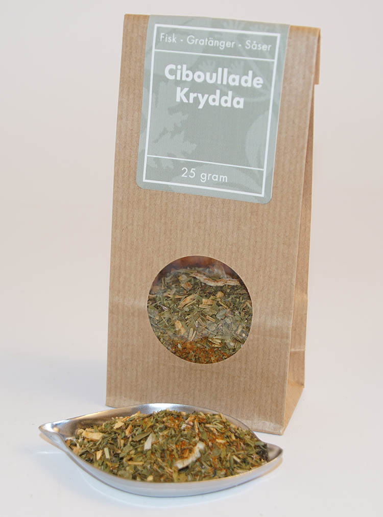Ciboullade-krydda brun påse med fönster 25g