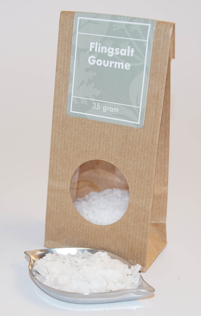 Flingsalt Gourme neutral brun påse med fönster 35g