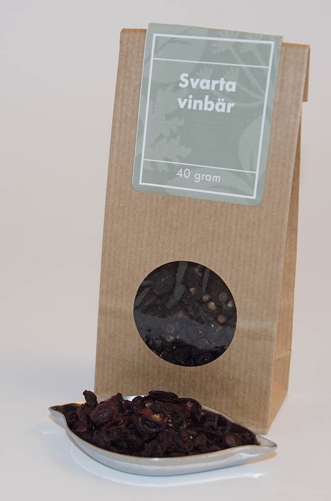 Svartvinbär hela brun påse med fönster 40g