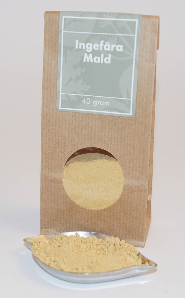 Ginger ground brown bag with window 40g