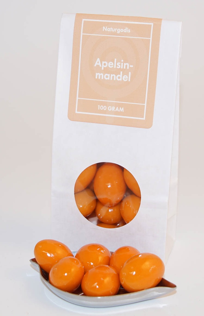 Orange almond white bag with window 100g