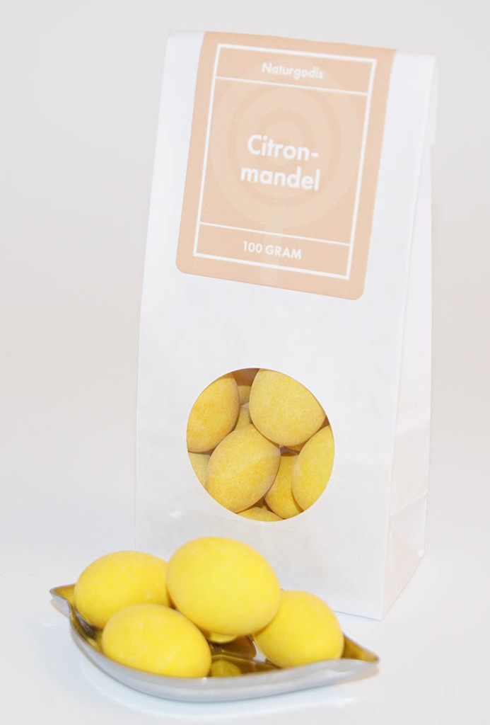 Citronmandel vit påse med fönster 100g