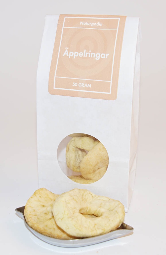 Apple rings white bag with window 50g