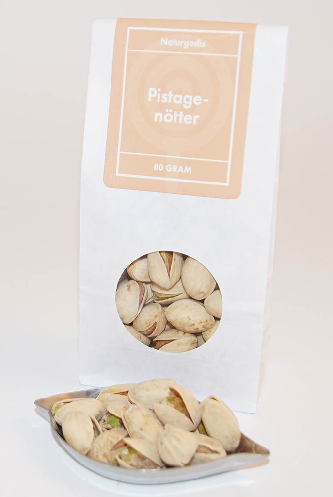 Pistachios white bag with window 80g