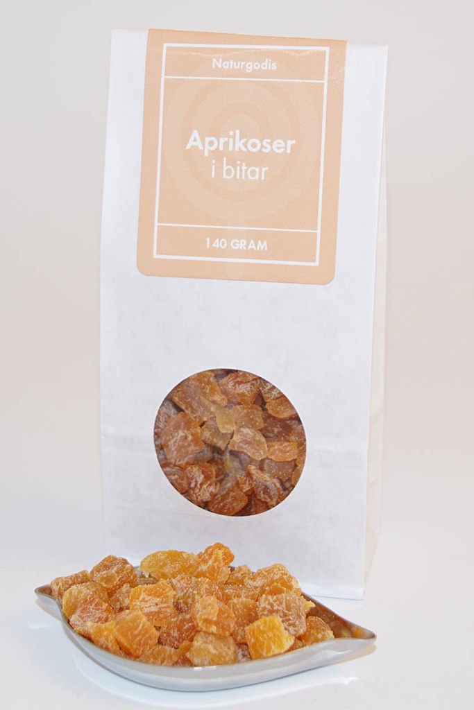 Apricots in pieces white bag with window 100g