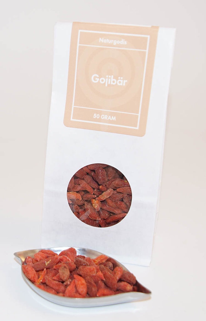 Goji berries white bag with window 50g