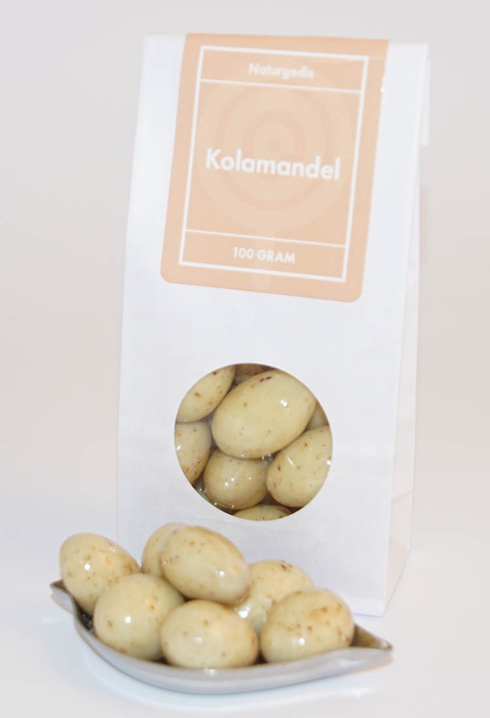 Kolamandel vit påse med fönster 100g