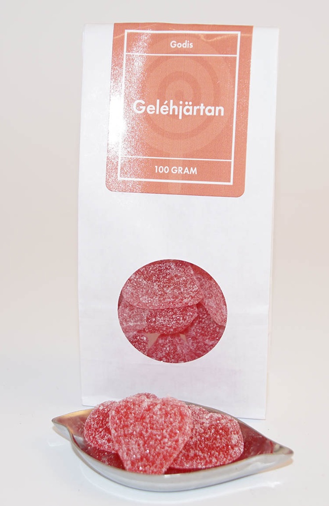 Jelly hearts FRANSSON white bag with window 100g