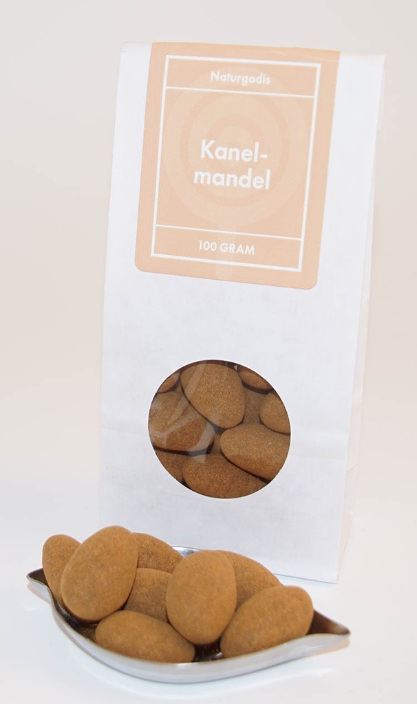 Cinnamon almond white bag with window 100g