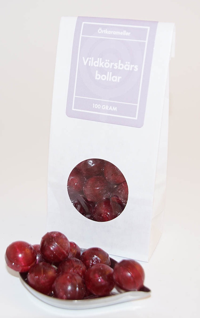 Wild cherry balls herbal candies white bag with window 100g