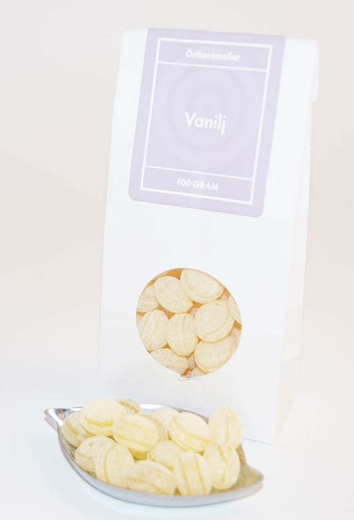 Vanilla herbal candies white bag with window 100g