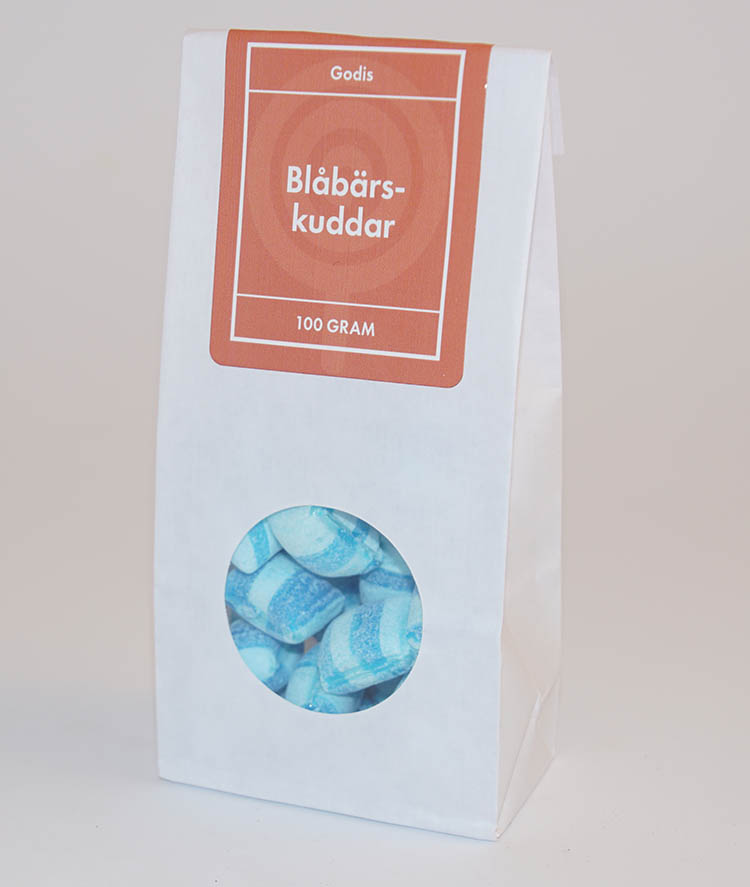 Blueberry pillows GRENNA white bag with window 100g