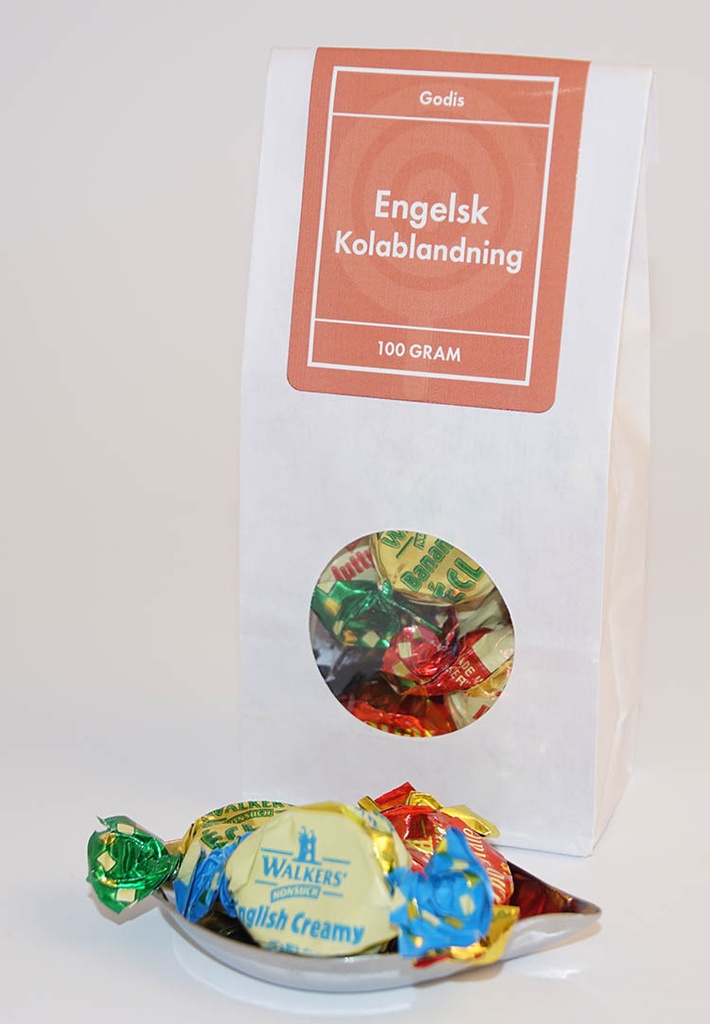 English toffee blend white bag with window 100g