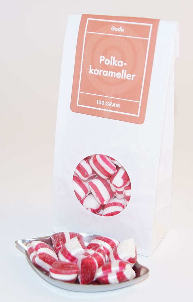 Polka candies GRENNA white bag with window 100g
