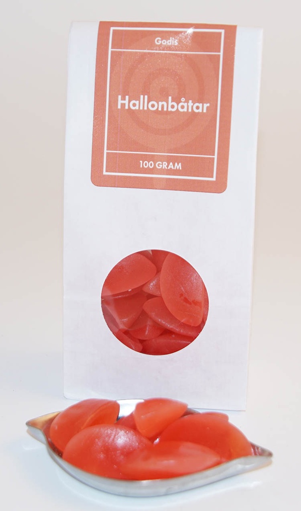 Raspberry boats white bag with window 100g