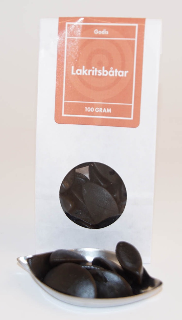 Lakritsbåtar vit påse med fönster 100g