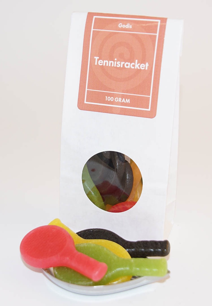 Tennisracket vit påse med fönster 100g