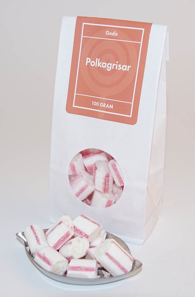 Polkagrisar Fagerström vit påse med fönster 100g