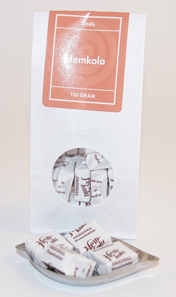 Hemkola ORIGINAL vit påse med fönster 100g