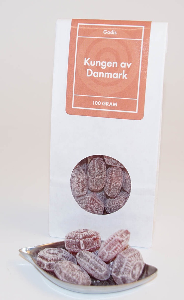 Kungen av Danmark vit påse med fönster 100g