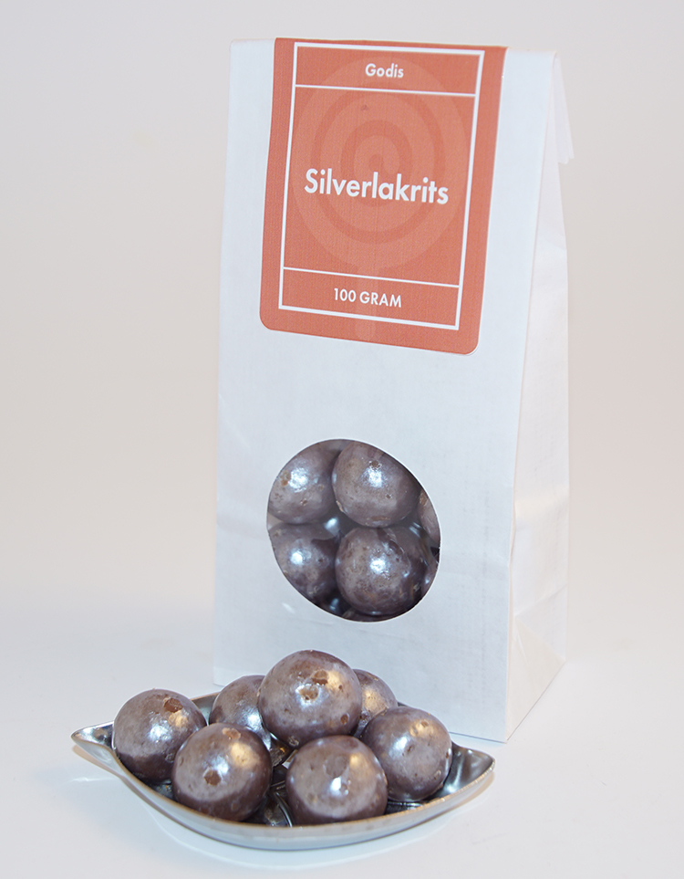 Silverlakrits vit påse med fönster 100g
