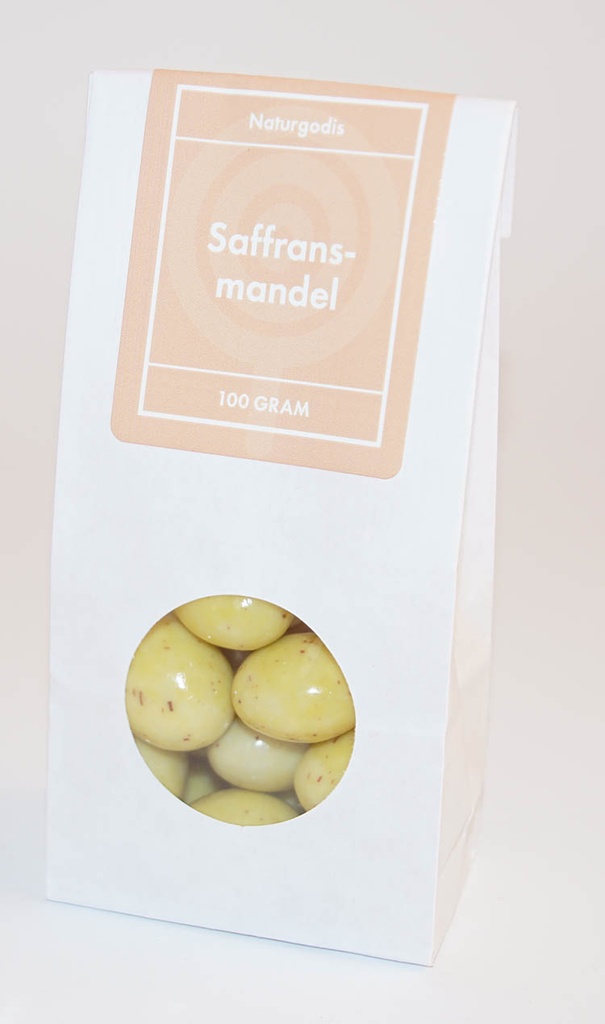 Saffransmandel vit påse med fönster 100g
