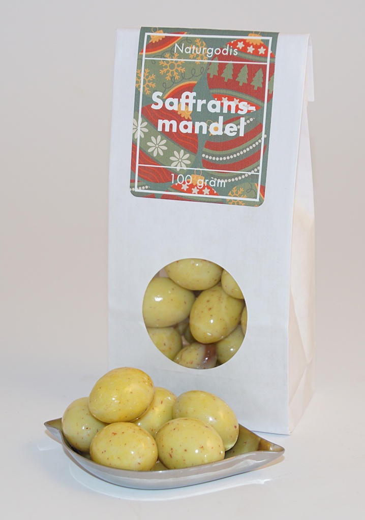 Saffransmandel vit påse med fönster 100g