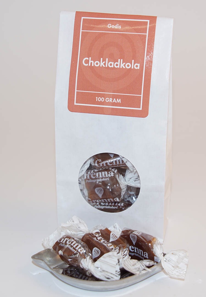 Chocolate toffee GRENNA white bag with window 100g