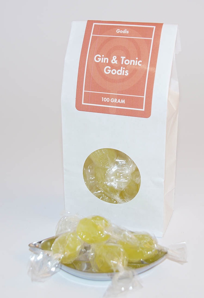 Gin o Tonic godis vit påse med fönster 100g