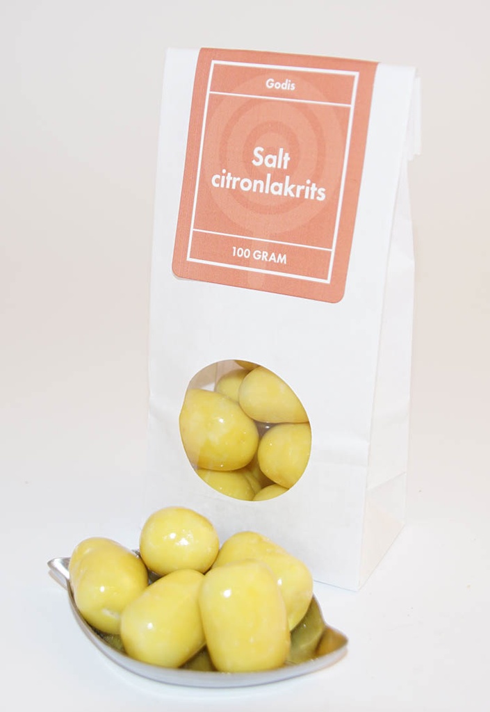 Salt citronlakrits Narr vit påse med fönster 100g