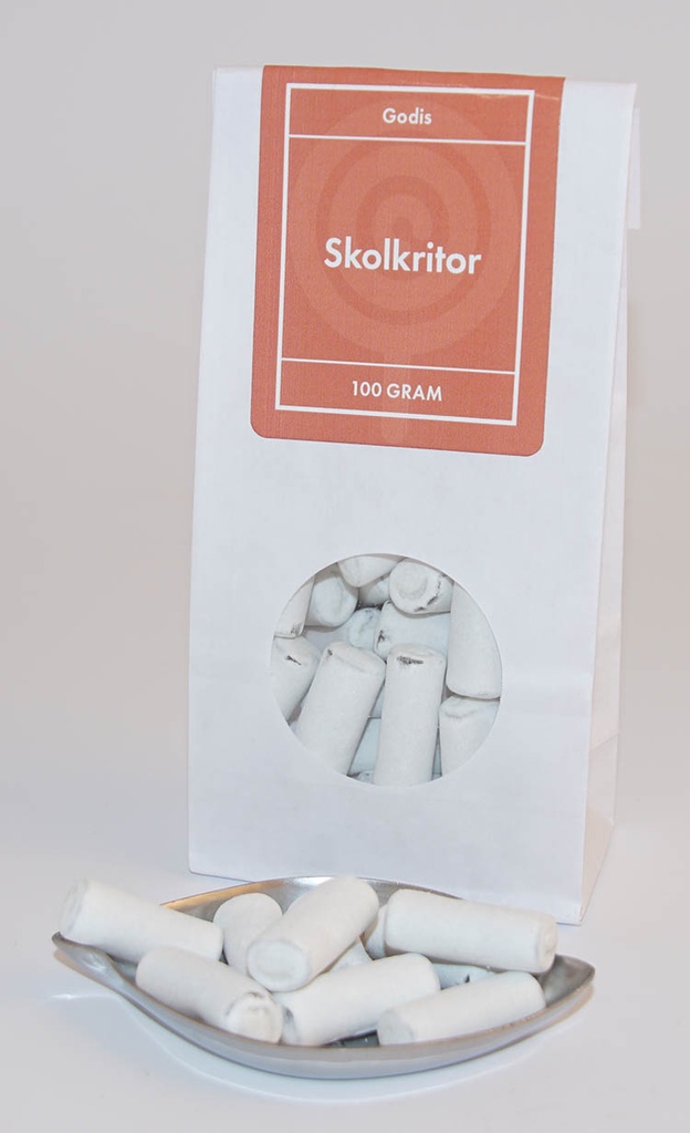 Skolkritor vit påse med fönster 100g