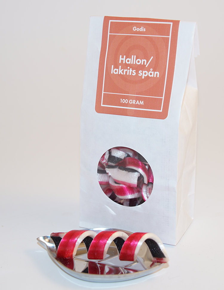 Raspberry/liquorice shavings GRENNA white bag with window 100g
