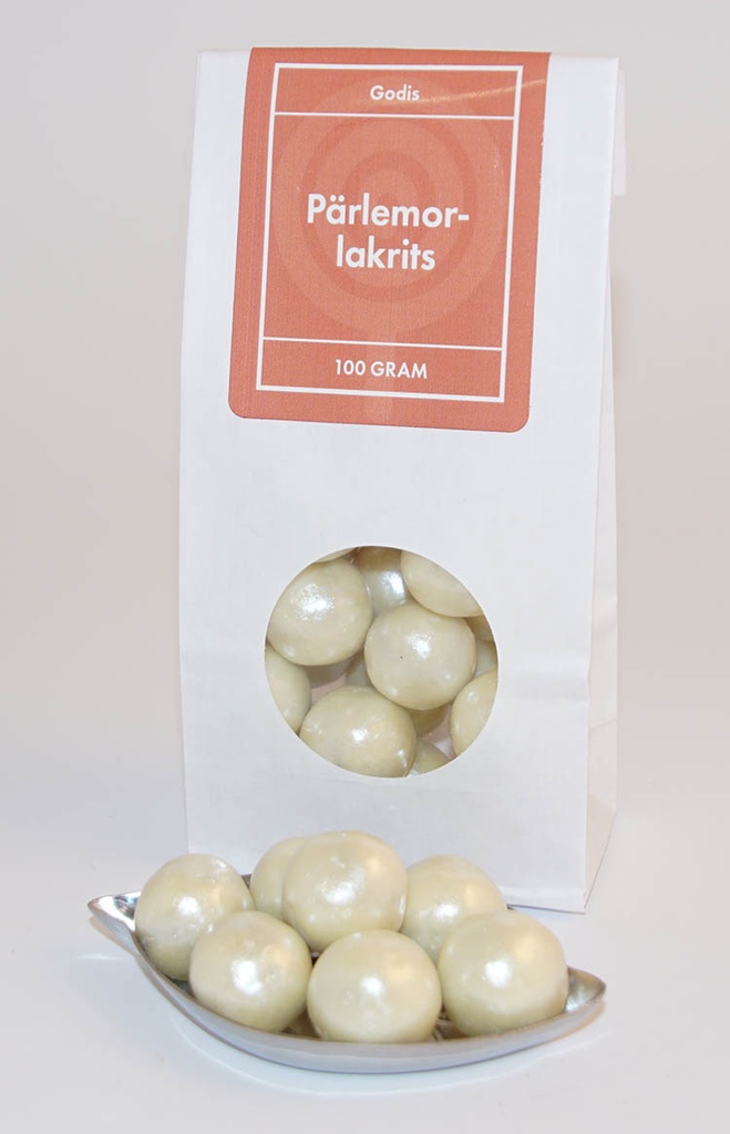 Mother-of-pearl liquorice white bag with window 100g