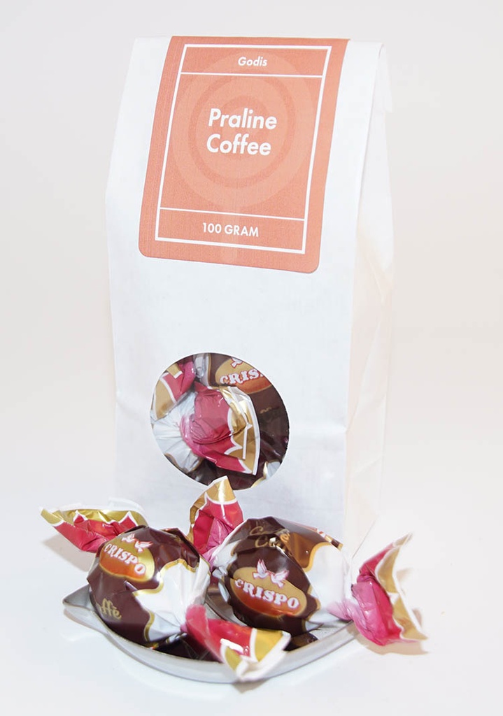 Praline Coffee vit påse med fönster 100g