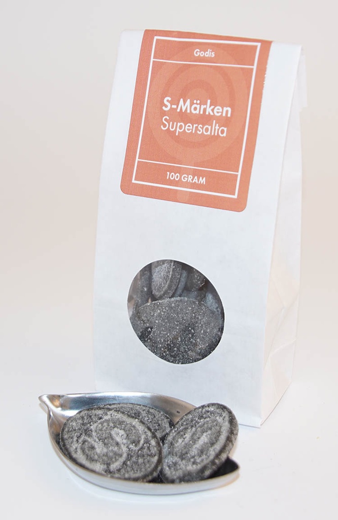 S-Märke Supersalta vit påse med fönster 100g