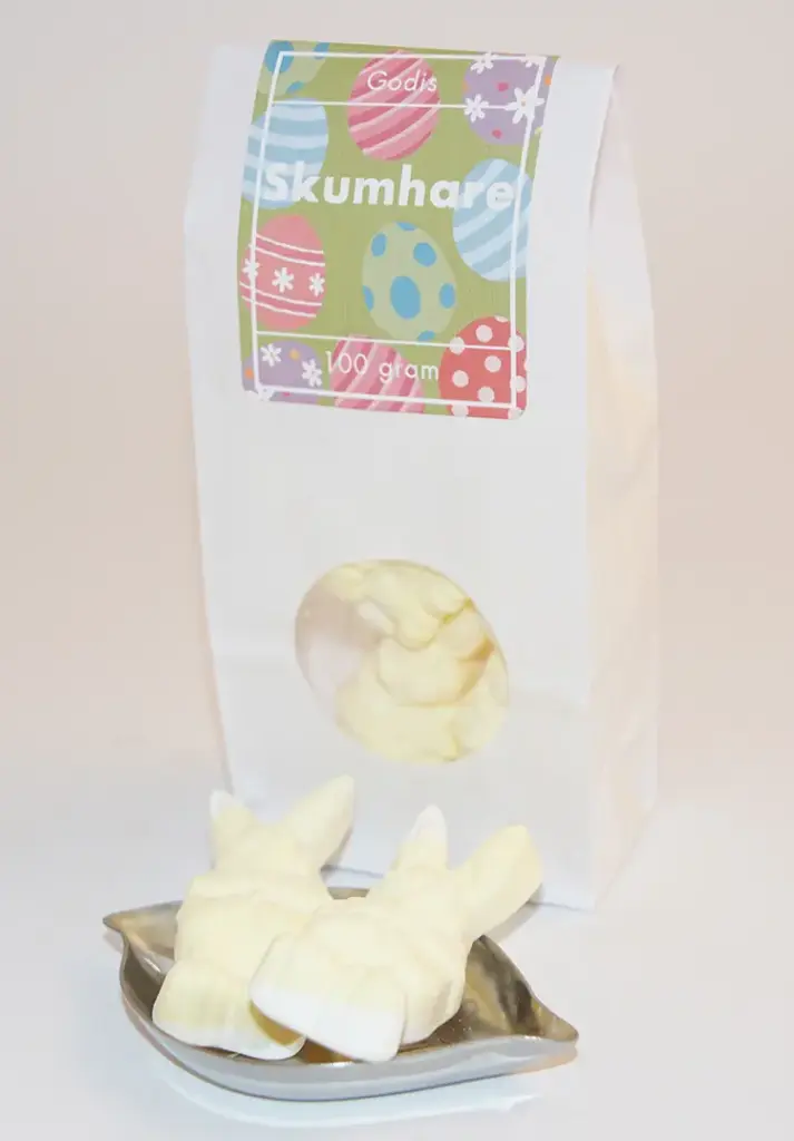 Marshmallow bunnies FRANSSONS white bag with window 100g