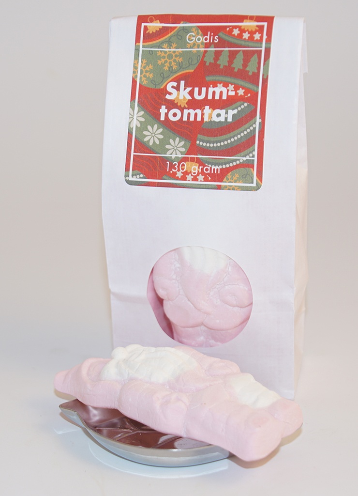Marshmallow santas large white bag with window 100g