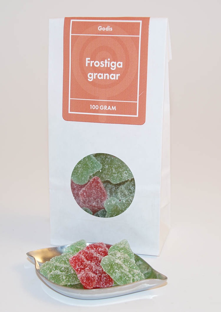 Frostiga granar vit påse med fönster