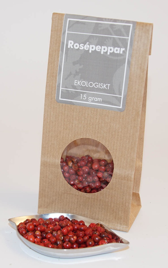 Rosépeppar hel EKO brun påse med fönster