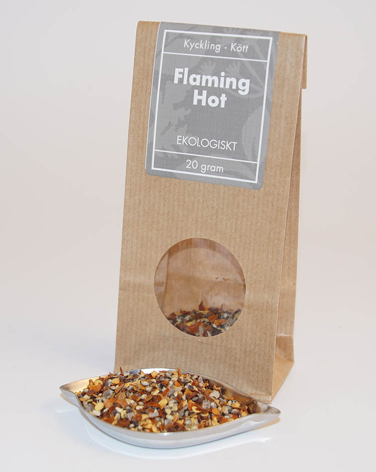 Flaming Hot EKO kryddmix brun påse med fönster