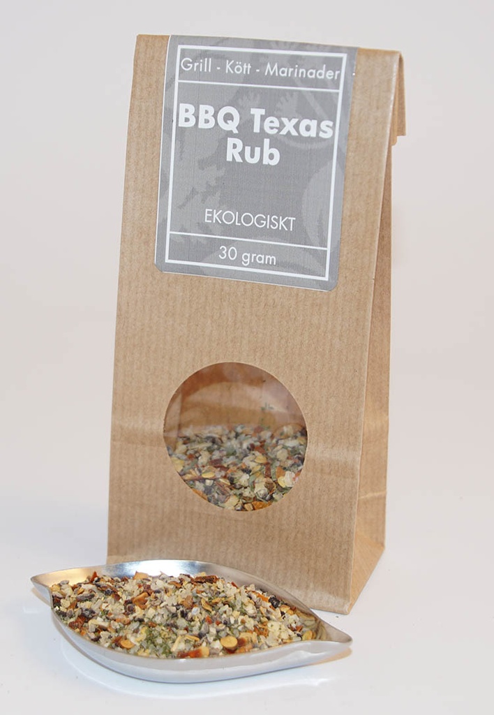BBQ Texas Rub EKO brun påse med fönster 30g