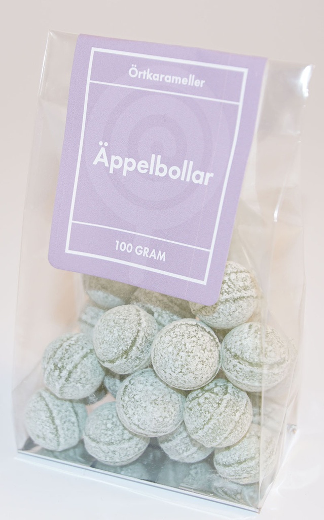 Äppelbollar örtkarameller i ståpåse 100g
