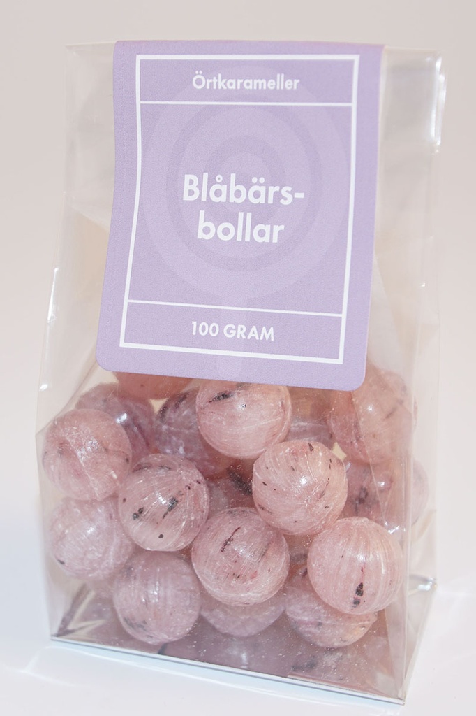 Blåbärsbollar örtkarameller i ståpåse 100g