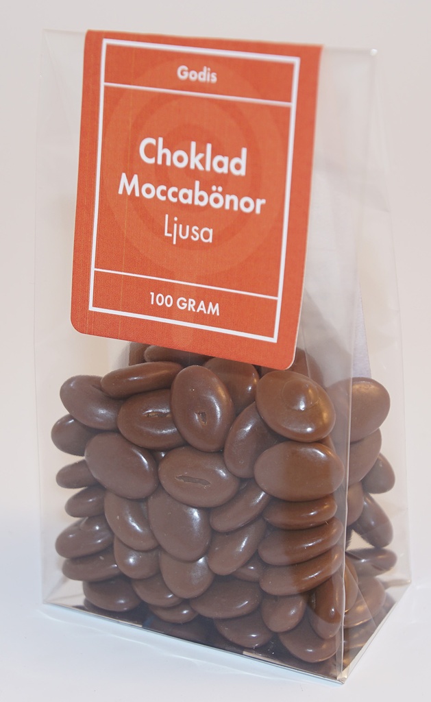 Choklad moccabönor LJUS fp i ståpåse 75g