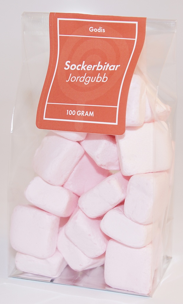 Sockerbit jordgubb i ståpåse 100g