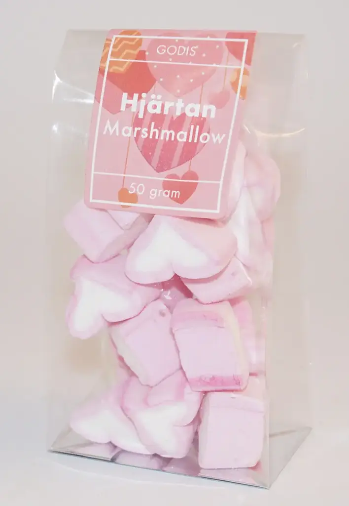 Hjärtan marshmallow i påse 50g