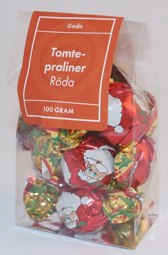 Tomtepralin RÖD fp i ståpåse 100g