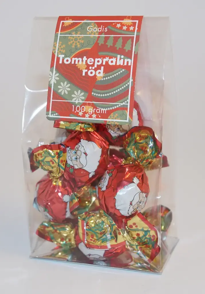 Tomtepralin RÖD fp i ståpåse 100g