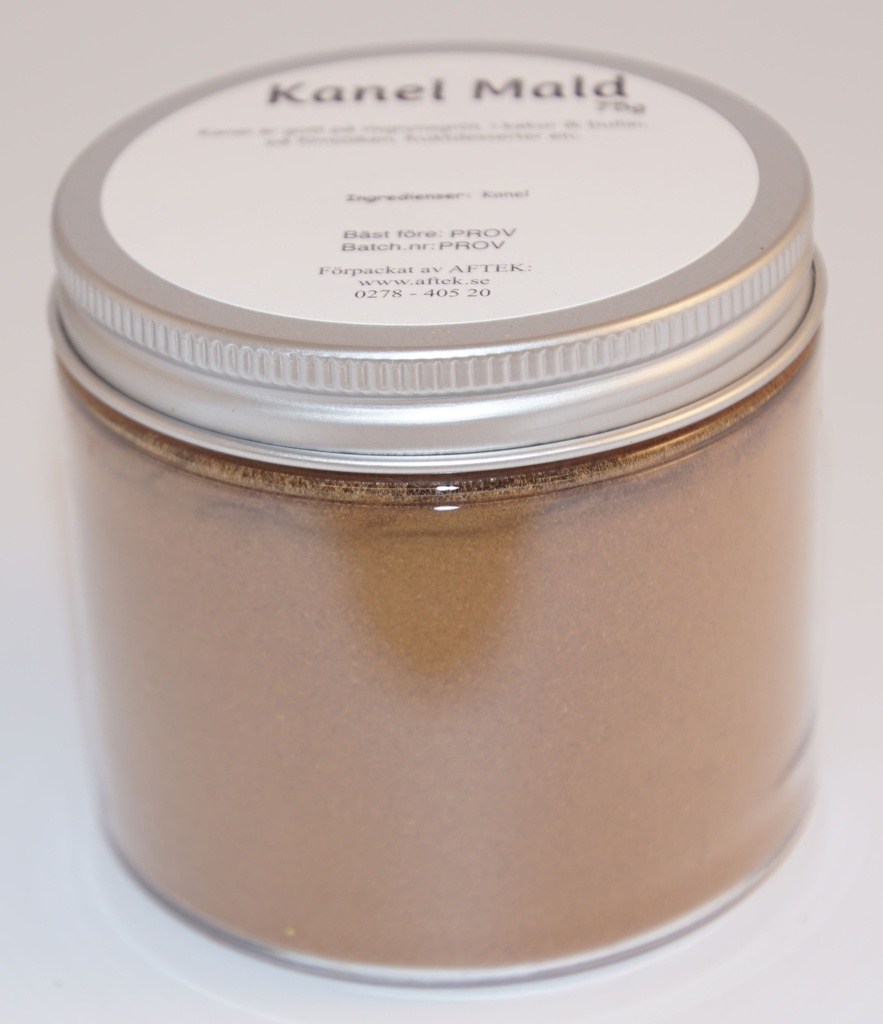 Cinnamon ground pack in PET jar with silver lid 75g